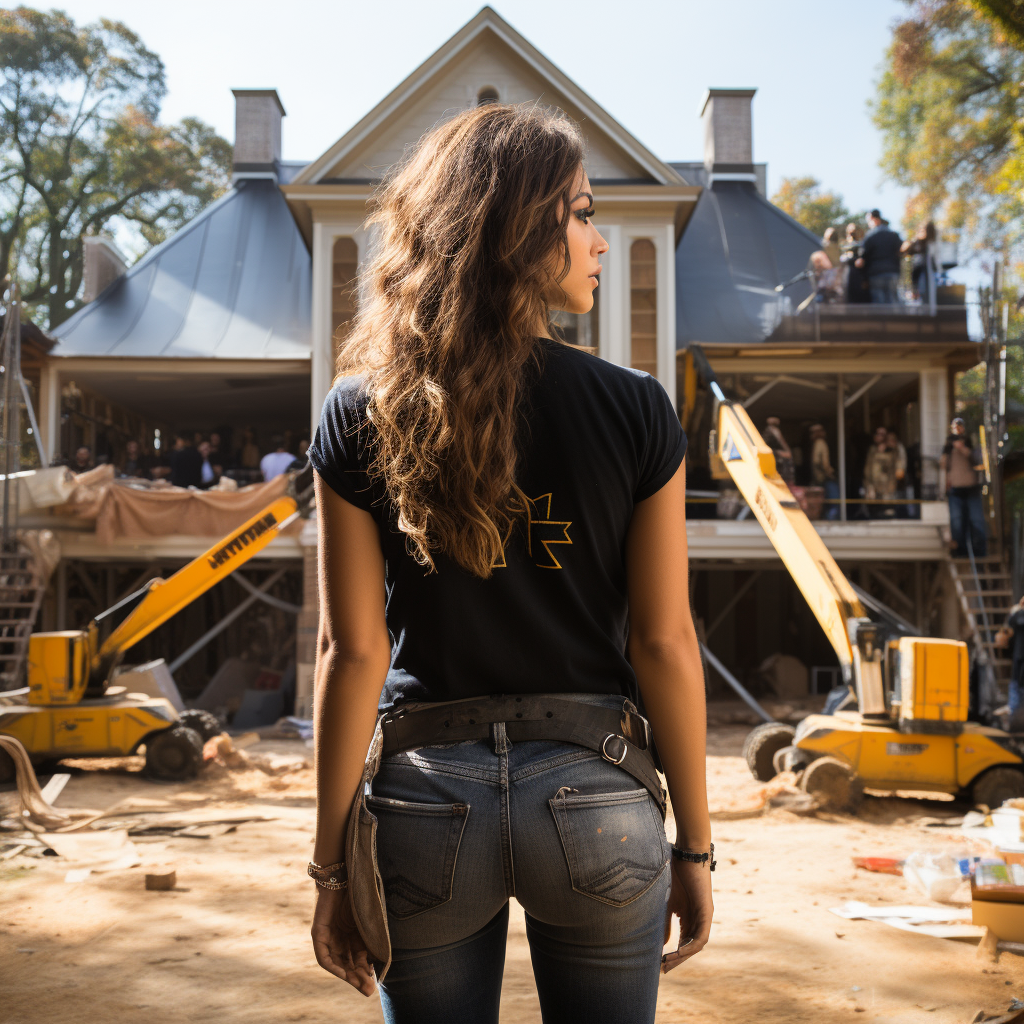 mujer mirando hacia obra en vivienda realizando flipping